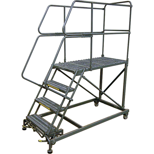 Mobile Work Platforms, Steel, 4 Steps, 40" H, 36" D, 24" Step, Serrated Ottawa Fastener Supply
