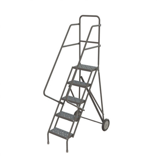 Steel Rolling Ladder, 5 Steps, 16" Step Width, 50" Platform Height, Steel Ottawa Fastener Supply