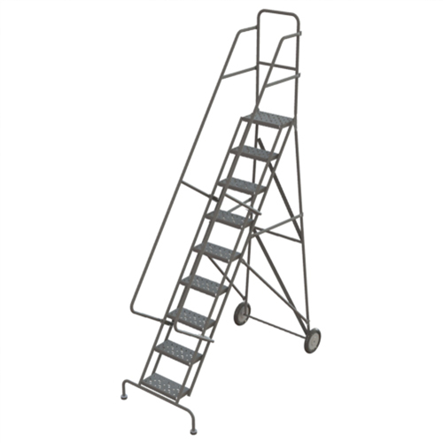 Steel Rolling Ladder, 9 Steps, 16" Step Width, 90" Platform Height, Steel Ottawa Fastener Supply