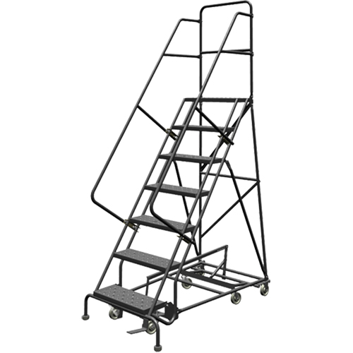 All Directional Rolling Ladder, 7 Steps, 24" Step Width, 70" Platform Height, Steel Ottawa Fastener Supply