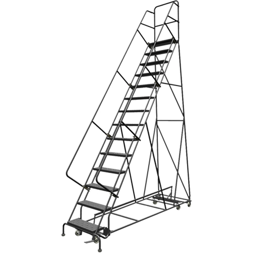 All Directional Rolling Ladder, 14 Steps, 24" Step Width, 140" Platform Height, Steel Ottawa Fastener Supply