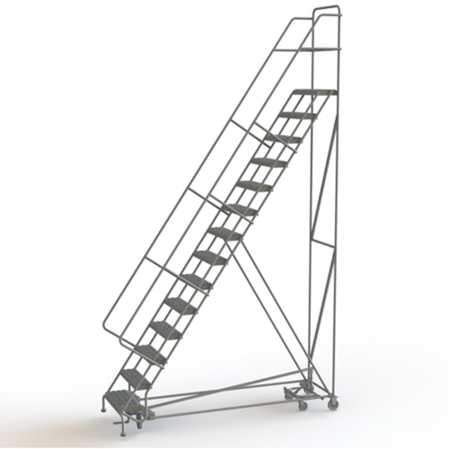 All Directional Rolling Ladder, 14 Steps, 24" Step Width, 140" Platform Height, Steel Ottawa Fastener Supply