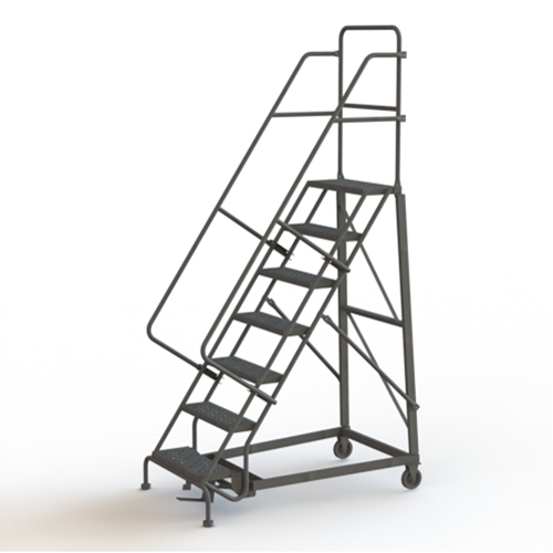 Heavy Duty Rolling Ladder, 7 Steps, 24" Step Width, 70" Platform Height, Steel Ottawa Fastener Supply