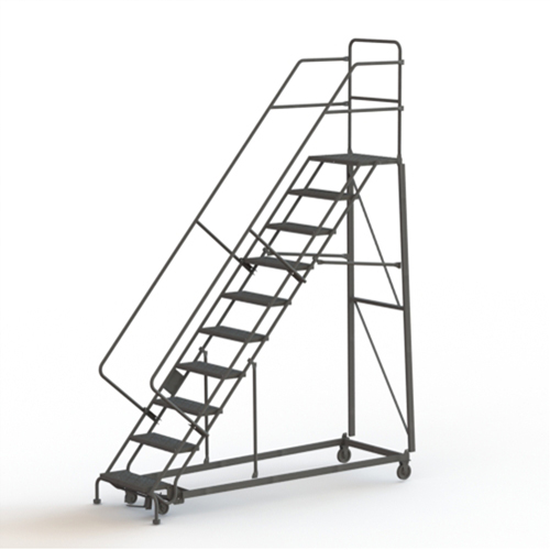Heavy Duty Safety Slope Ladder, 10 Steps, Perforated, 50° Incline, 100" High Ottawa Fastener Supply