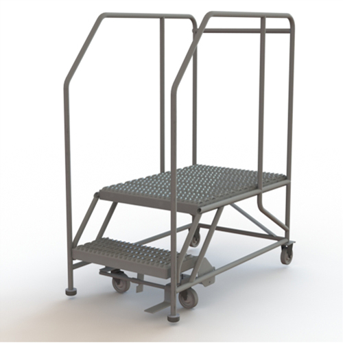 Mobile Work Platform, Steel, 2 Steps, 20" H, 35" D, 24" Step, Serrated Ottawa Fastener Supply