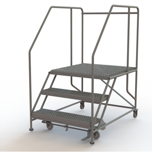 Mobile Work Platform, Steel, 3 Steps, 30" H, 36" D, 36" Step, Serrated Ottawa Fastener Supply