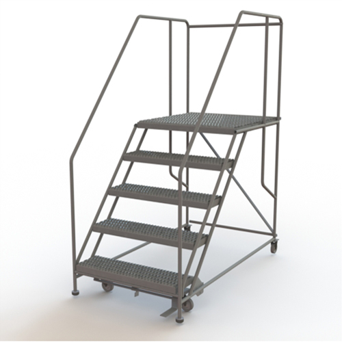 Mobile Work Platform, Steel, 5 Steps, 50" H, 36" D, 36" Step, Serrated Ottawa Fastener Supply