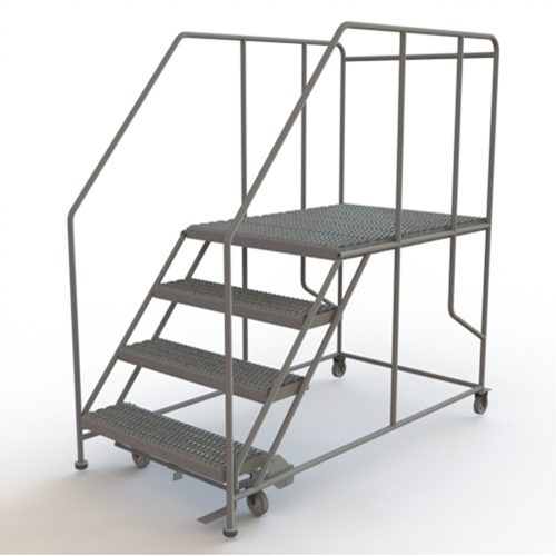Mobile Work Platform, Steel, 4 Steps, 40" H, 48" D, 36" Step, Serrated Ottawa Fastener Supply