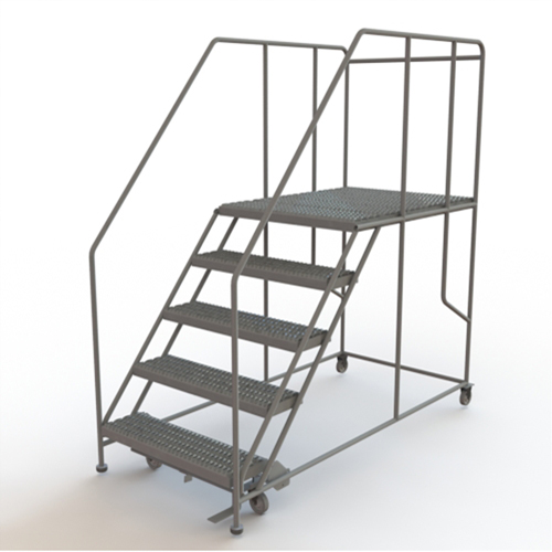 Mobile Work Platform, Steel, 5 Steps, 50" H, 48" D, 36" Step, Serrated Ottawa Fastener Supply