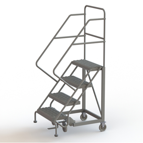 Safety Slope Rolling Ladder, 4 Steps, Serrated, 50° Incline, 40" High Ottawa Fastener Supply