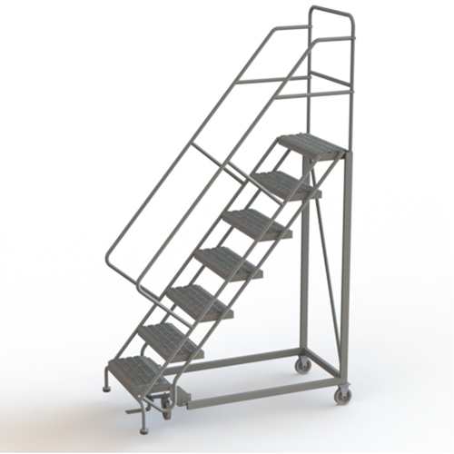 Safety Slope Rolling Ladder, 7 Steps, Serrated, 50° Incline, 70" High Ottawa Fastener Supply
