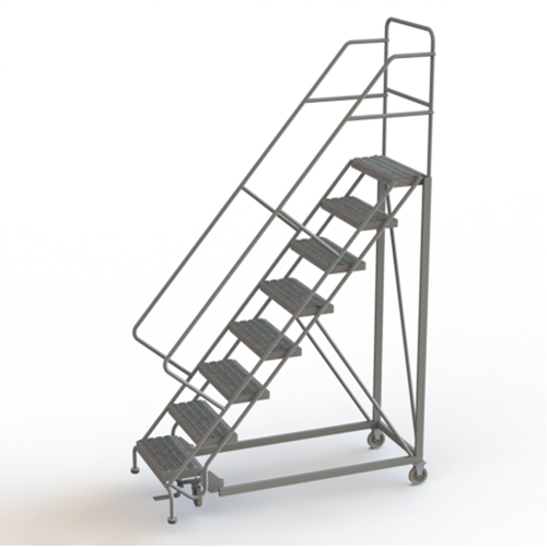 Safety Slope Rolling Ladder, 8 Steps, Serrated, 50° Incline, 80" High Ottawa Fastener Supply