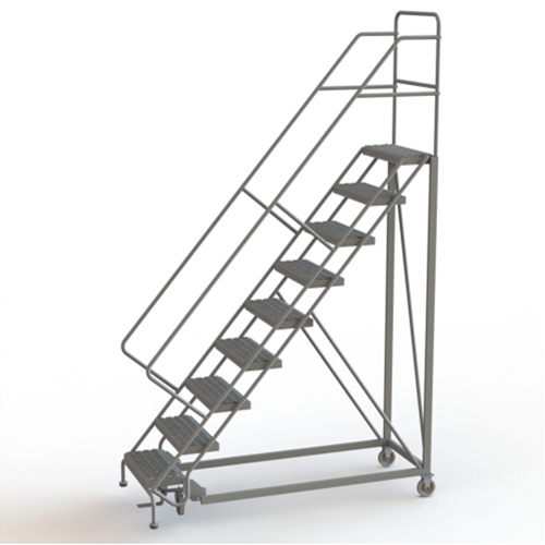 Safety Slope Rolling Ladder, 9 Steps, Serrated, 50° Incline, 90" High Ottawa Fastener Supply