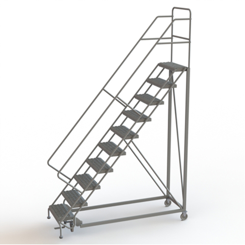 Safety Slope Rolling Ladder, 10 Steps, Serrated, 50° Incline, 100" High Ottawa Fastener Supply