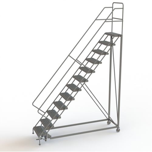 Safety Slope Rolling Ladder, 12 Steps, Serrated, 50° Incline, 120" High Ottawa Fastener Supply