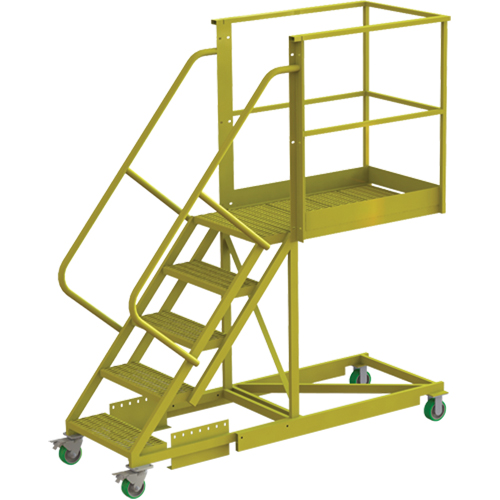 Cantilever Rolling Ladder, Supported, 5 Steps, 40" Platform Depth, 50" Platform Height Ottawa Fastener Supply