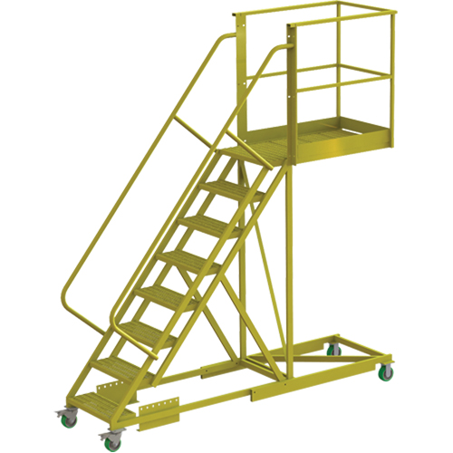 Cantilever Rolling Ladder, Supported, 8 Steps, 40" Platform Depth, 80" Platform Height Ottawa Fastener Supply