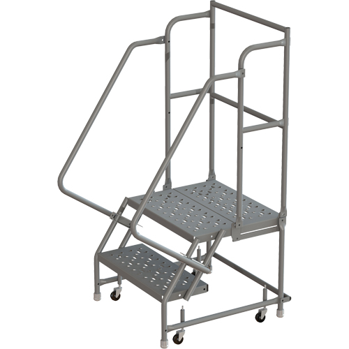 Escabeaux roulants &agrave; dessus profond, 2 marches, Largeur de la marche 16", Hauteur de la plateforme 20", Acier Ottawa Fastener Supply