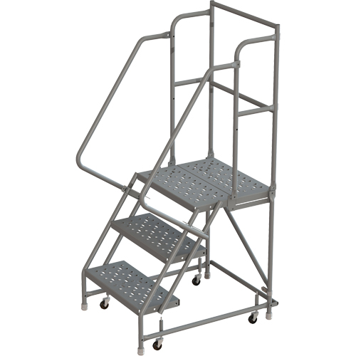 Deep Top Step Rolling Ladder, 3 Steps, 16" Step Width, 30" Platform Height, Steel Ottawa Fastener Supply
