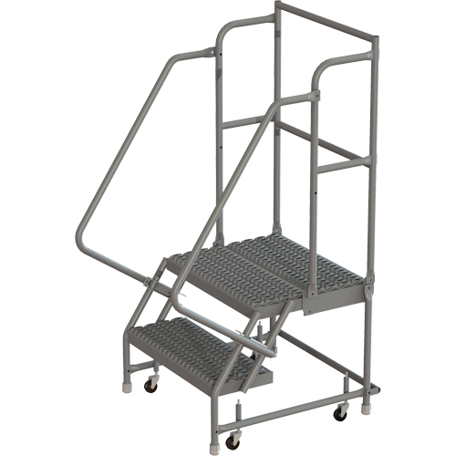 Deep Top Step Rolling Ladder, 2 Steps, 16" Step Width, 20" Platform Height, Steel Ottawa Fastener Supply