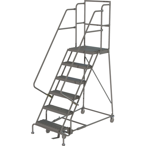 Deep Top Step Rolling Ladder, 6 Steps, 16" Step Width, 60" Platform Height, Steel Ottawa Fastener Supply