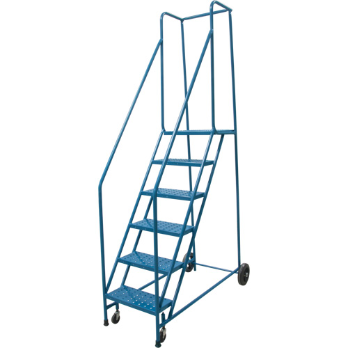 Rolling Step Ladder, 6 Steps, 18" Step Width, 55" Platform Height, Steel Ottawa Fastener Supply