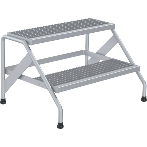 Aluminum Step Stand, 2 Step(s), 32-13/16" W x 24-9/16" L x 20" H, 500 lbs. Capacity Ottawa Fastener Supply