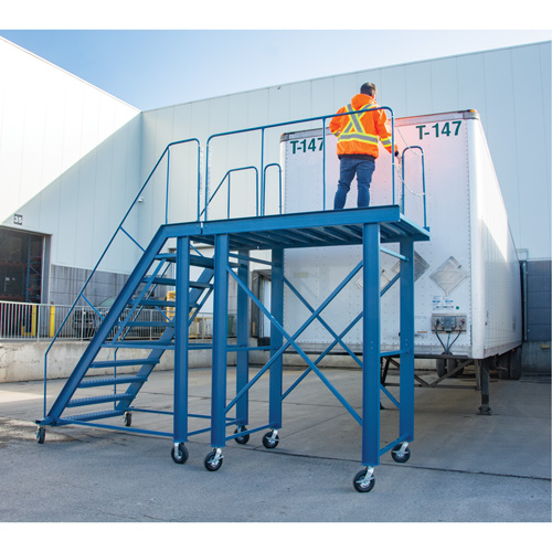 Snow Ladder, Steel, 10 Steps, 99" H, 85-1/2" D, 48" Step, Serrated Ottawa Fastener Supply