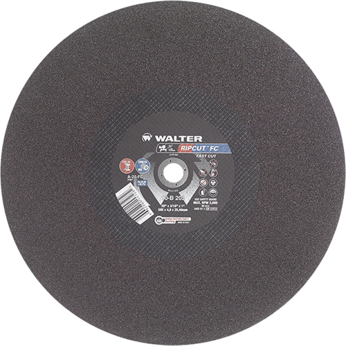 Ripcut Stainless Steel & Steel Cut-Off Wheel for Stationary Saws, 20" x 3/16", 1" Arbor, Type 1, Aluminum Oxide, 3000 RPM Ottawa Fastener Supply