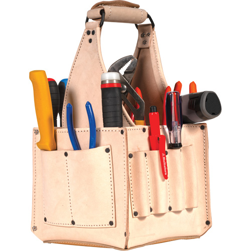 Porte-outils pour &eacute;lectricien et travaux d'entretien, Cuir, 17 pochettes, Beige Ottawa Fastener Supply