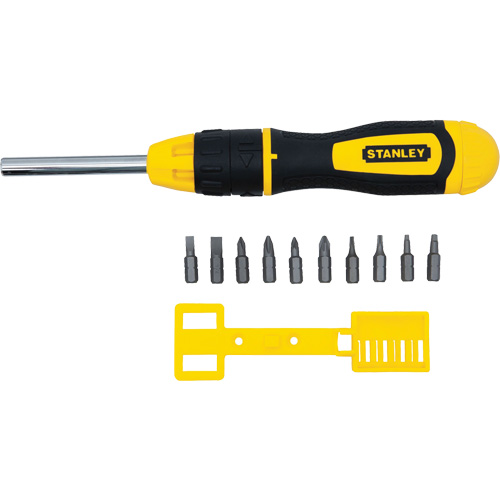 Multi-Bit Ratchet Screwdriver with 10 Bits, Cushion Grip Handle Ottawa Fastener Supply