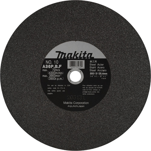 Meules pour la coupe des m&eacute;taux, 14" x 1/8", Arbre de 1", Oxyde d'aluminium, 3900 Tr/min Ottawa Fastener Supply