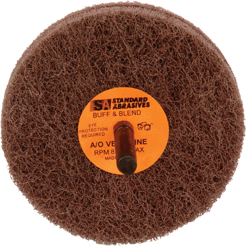 Meule de polissage et lissage Buff & Blend de 2 plis Standard Abrasives, 3" dia. x 2" la, Arbre 1/4", Oxyde d'aluminium Ottawa Fastener Supply