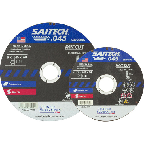 Cut-Off Wheel, 14-1/2" x 0.045", 5/8" Arbor, Type 1, Aluminum Oxide/Ceramic, 13300 RPM Ottawa Fastener Supply