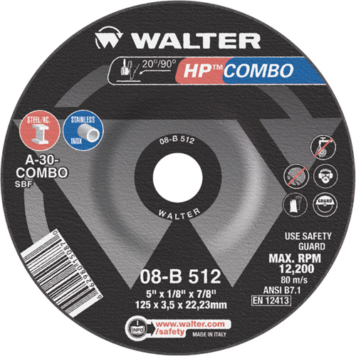 Meule combin&eacute;e HP Combo &agrave; moyeu d&eacute;port&eacute;, 5" x 1/8", Arbre de 7/8", Type 27 Ottawa Fastener Supply