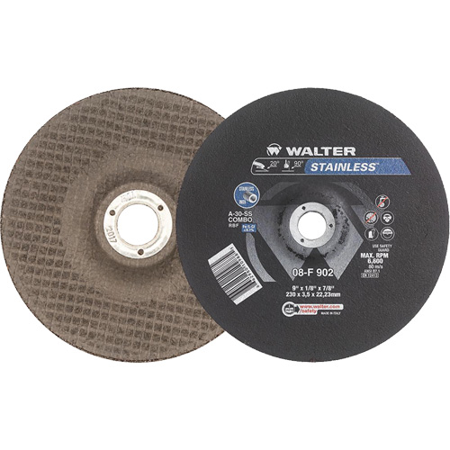Stainless Steel Depressed Centre Grinding Wheels, 9" x 1/8", 7/8" Arbor, Type 27 Ottawa Fastener Supply
