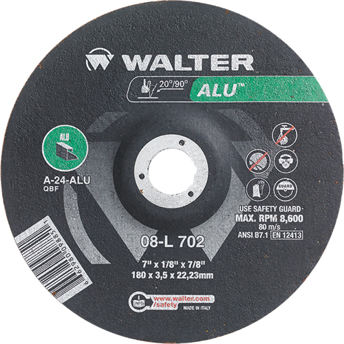 Depressed Centre Grinding Wheels - Aluminium Type 27, 7" x 1/8", 7/8" Arbor, Type 27 Ottawa Fastener Supply