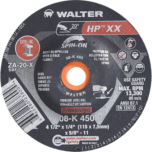 Meule &agrave; moyeu d&eacute;port&eacute; Double-X, 4-1/2" x 1/4", Arbre 5/8"-11, Type 27S Ottawa Fastener Supply