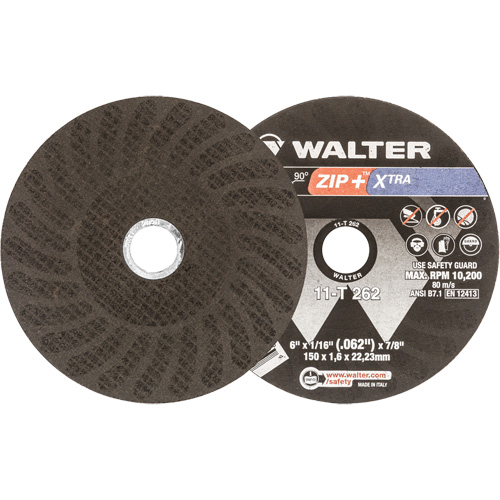 Zip+ Right Angle Grinder Reinforced Cut-Off Wheel, 6" x 1/16", 7/8" Arbor, Type 1, Aluminum Oxide, 10200 RPM Ottawa Fastener Supply