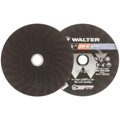 Zip+Xtra Heavy-Duty Cut-Off Wheel, 7" x 5/64", 7/8" Arbor, Type 1, Aluminum Oxide, 8600 RPM Ottawa Fastener Supply