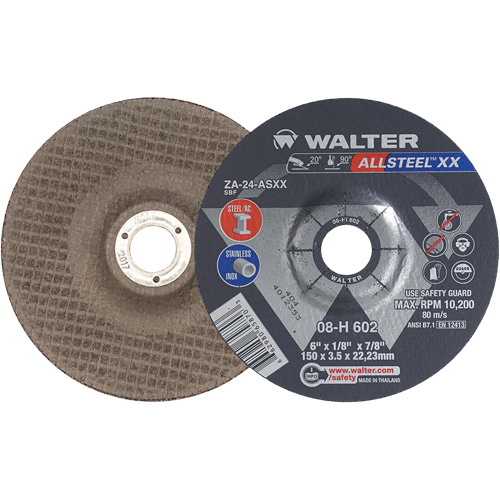 Depressed Centre Grinding Wheels - Allsteel XX, 6" x 1/8", 7/8" Arbor, Type 27, Zirconia Alumina, 10200 RPM Ottawa Fastener Supply