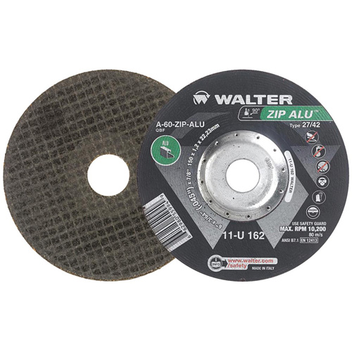 Meule &agrave; tronçonner Zip Alu, 6" x 3/64", Arbre de 7/8", Type 27, Oxyde d'aluminium, 10 200 Tr/min Ottawa Fastener Supply