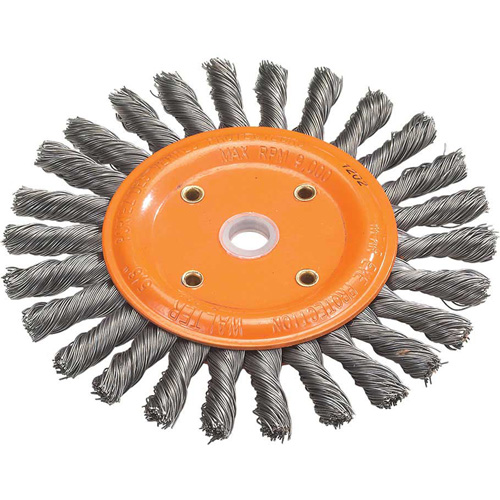 Knot-Twisted Wire Bench Wheel, 8" Dia., 0.0118" Fill, 5/8" Arbor, Steel Ottawa Fastener Supply