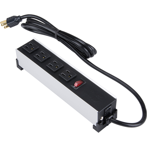 Indoor Brushed Aluminum Power Bar, 4 Outlet(s), 6' Ottawa Fastener Supply