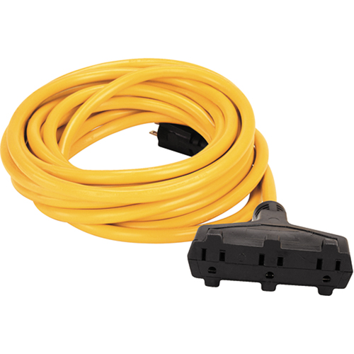Vinyl Extension Cord, Outdoor, SJTW, 14/3 AWG, 15 A, 3 Outlet(s), 50' Ottawa Fastener Supply