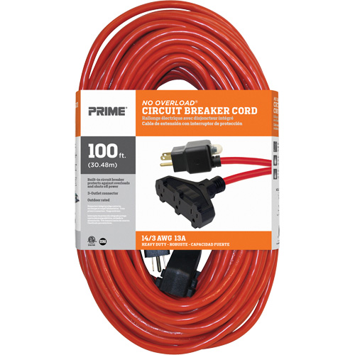 Cordon rallonge en vinyle, Ext&eacute;rieur, SJTW, AWG 14/3, 13 A, 3 prise(s), 100' Ottawa Fastener Supply