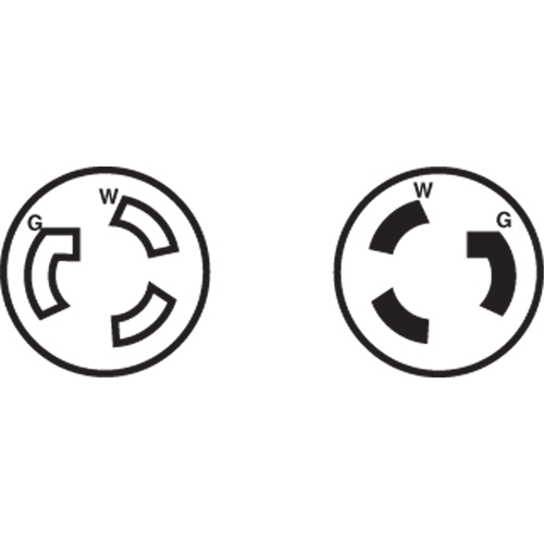 Prise mise &agrave; la terre verrouillable &agrave; deux bornes et trois fils, Nylon, 15 A, 250 V, L6-15P Ottawa Fastener Supply