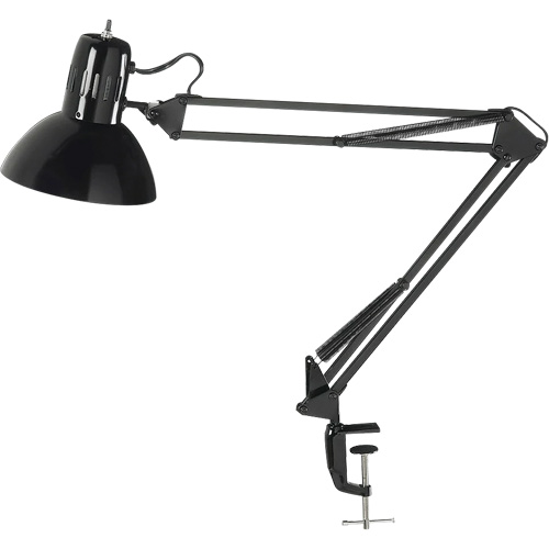 Swing Arm Clamp-On Desk Lamps, 100 W, Incandescent, C-Clamp, Black Ottawa Fastener Supply