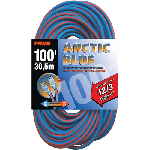 Cordon rallonge verrouillable toute saison en caoutchouc TPE Arctic Blue, Toutes saisons, SJEOW, AWG 12/3, 15 A, 100' Ottawa Fastener Supply