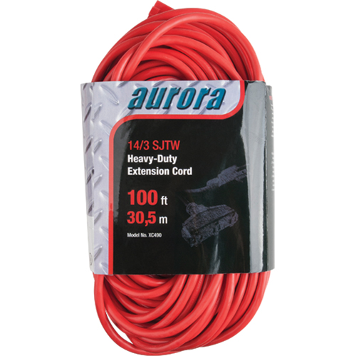 Vinyl Extension Cord, Outdoor, SJTW, 14/3 AWG, 13 A, 3 Outlet(s), 100' Ottawa Fastener Supply